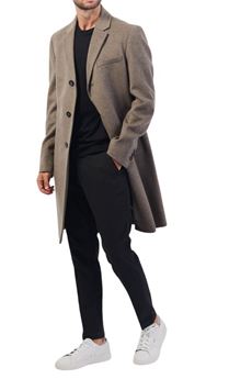 Cappotto slim fit in lana vergine e cashmere tortora Hugo Boss | 50525739252